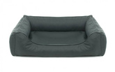 Legowisko dla psa Sofa Valencia Standard w kolorze ciemnoszarym z czarnym wykończeniem Rozmiar: XL - 120 x 90 cm - do samodzielnego złożenia