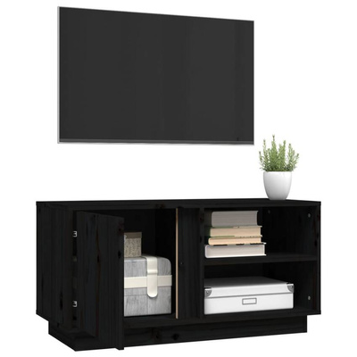 Szafka pod TV, czarna, 80x35x40,5 cm, lite drewno sosnowe vidaXL