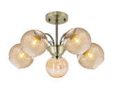 Lampa wisząca Pascal z kloszami szklana pięcioramienna patynowa E27
