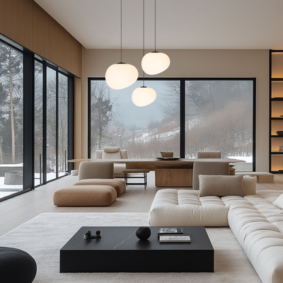 Lampa wisząca STONES 30 cm w stylu Japandi - z białym akrylowym kloszem inspirowanym kamieniem - minimalistyczne oświetlenie sufitowe do salonu E27