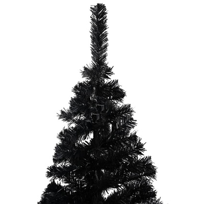 vidaXL Sztuczna choinka z lampkami i bombkami, czarna, 180 cm, PVC model standard