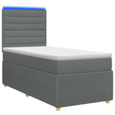 Łóżko z box spring LED z materacem ciemnoszary 80 x 200 cm