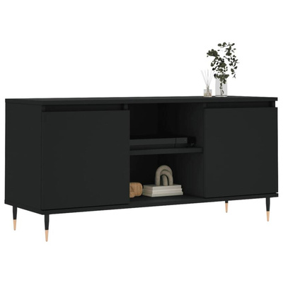 vidaXL Szafka pod TV, czarna, 104x35x50 cm, materiał drewnopochodny