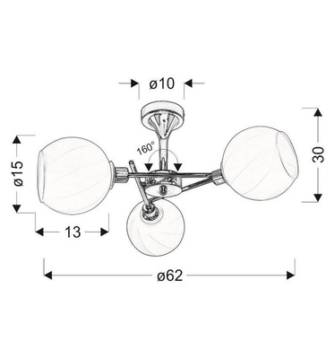 Lampa sufitowa wisząca 3xE27 chrom klosz biały RAUL 33-72221