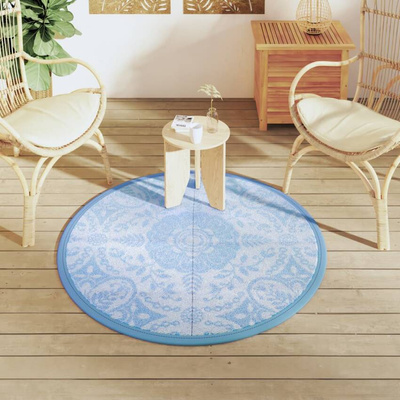 vidaXL Dywan na zewnątrz, błękitny, Ø120 cm, PP