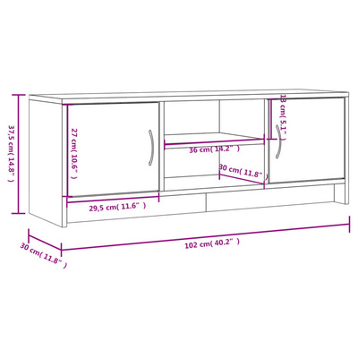 vidaXL Szafka pod TV, biała, 102x30x37,5 cm, materiał drewnopochodny