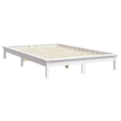 vidaXL Rama łóżka, biała, 140 x 190 cm, lite drewno sosnowe