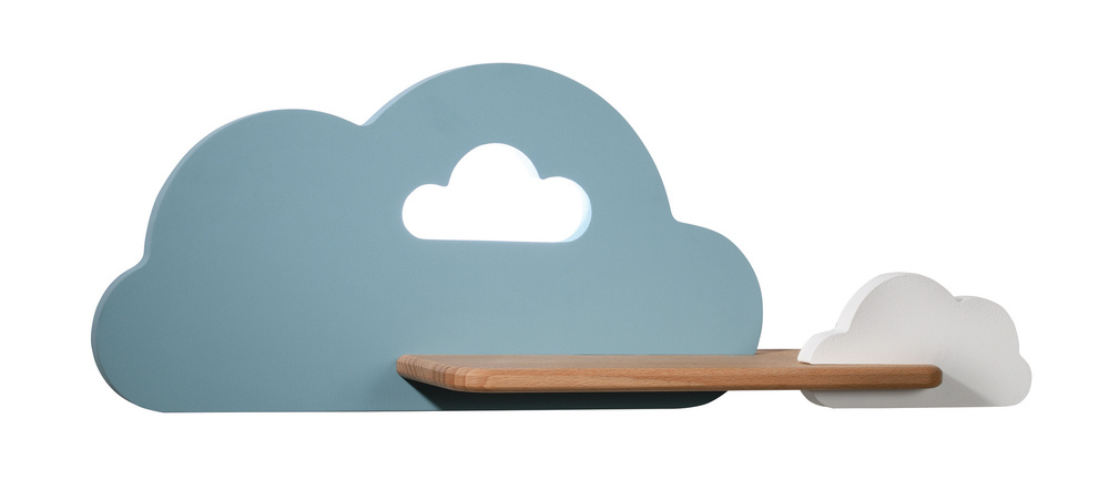 Kinkiet LED 5W dla dziecka niebiesko-biała chmurka z półką Cloud 21-33567