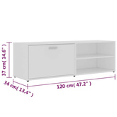 Szafka pod TV, biała, 120x34x37 cm, materiał drewnopochodny vidaXL