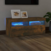 Szafka pod TV z oświetleniem LED, przydymiony dąb, 90x35x40 cm vidaXL
