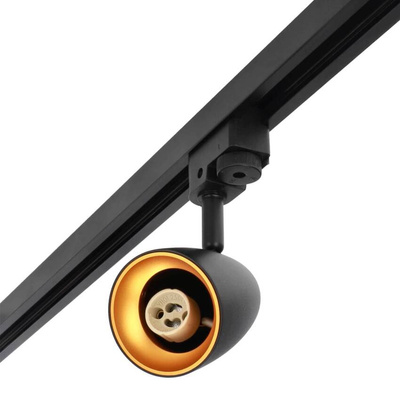 Lampa reflektor na szynoprzewód OVO T Black Gold, IP20, czarna, pierścień złoty EDO777235 EDO Solutions
