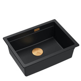 LOGAN 100 GraniteQ zlewozmywak pure carbon 59,5x45,1x21,5 cm 1-komorowy wpuszczany z syfonem manualnym miedziany