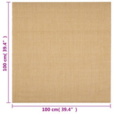 vidaXL Dywanik, naturalny sizal, 100x100 cm