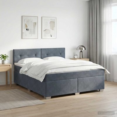 Łóżko Box Spring z materacem i LED ciemnoszary 180 x 200 cm