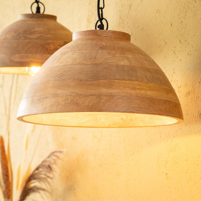 Lampa Wisząca Misa Boho z Drewna ?40cm Abruzzo Salve E27