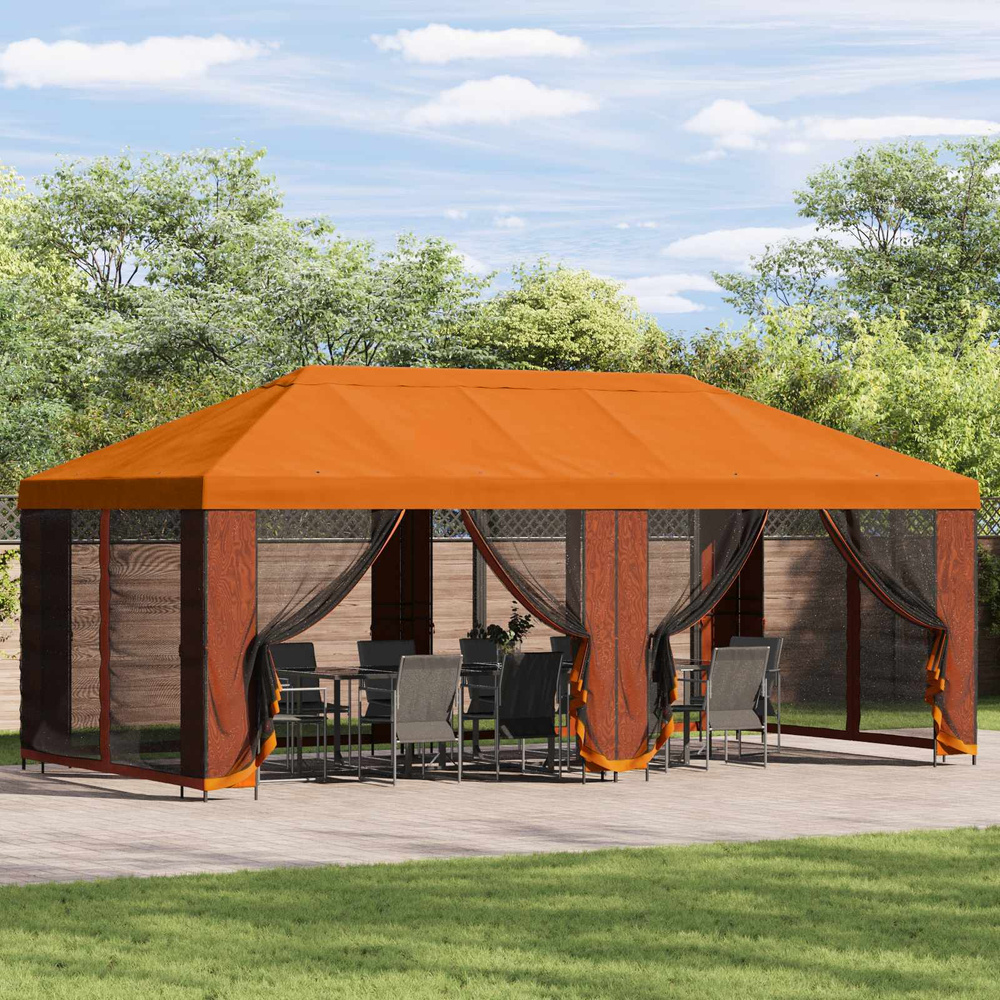Altana z bokami 6 x 3 m pomarańczowy Poliester i Stal 190