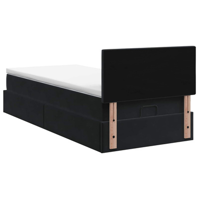 Łóżko ottoman z materacem Z zagłówkiem Czarny 80 x 200 cm Welur