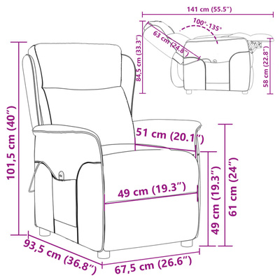 Fotel do masażu Kremowy 93.5 x 67.5 x 101.5 cm tkanina