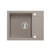 Zlewozmywak granitowy PETER 116 – jednokomorowy, wpuszczany, soft taupe/elementy stalowe, Quadron