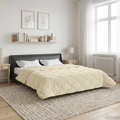 Letni Kołdra Kremowy 240 x 260 cm Mikrofibra i Fleece Teddy