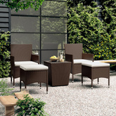 vidaXL 5-cz. zestaw mebli bistro, rattan PE i szkło hartowane, brązowy
