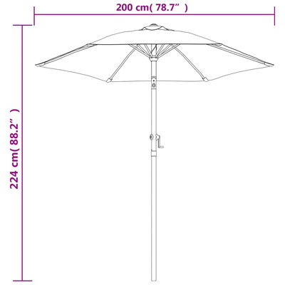 Parasol, zielony, 200 x 224 cm, aluminium