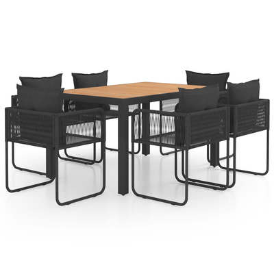 vidaXL 7-częściowy zestaw mebli ogrodowych, rattan PVC, czarno-brązowy