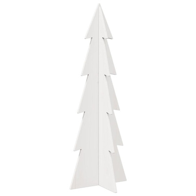 Drewniana choinka do udekorowania, biała, 112 cm, sosnowa