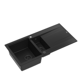 EVAN 156 GraniteQ zlewozmywak z syfonem Push To Open 1,5-komorowy z/o (1000x500x210; kom. 420x480) pure carbon / elementy pure carbon