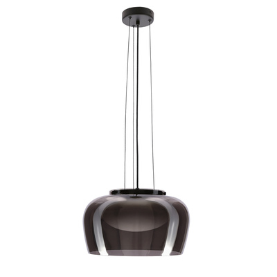 Lampa wisząca Insieme 38 szklana nad stół do salonu z dymionym kloszem