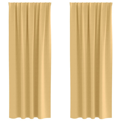 Firany blackout z kółkami 2 pcs Beżowy 245 x 140 cm Poliester