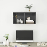 vidaXL Wisząca szafka pod TV, wysoki połysk, szara, 37x37x72 cm