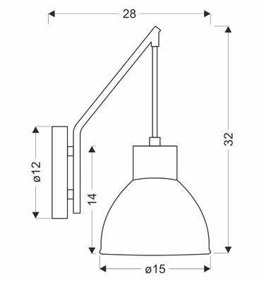 Kinkiet ścienny INEZZ 1x60W E27 czarny, nowoczesna lampa na ścianę do salonu, sypialni lub korytarza, elegancki industrialny design
