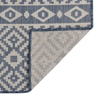 vidaXL Dywan zewnętrzny o płaskim splocie, 100x200 cm, niebieskie pasy
