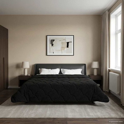 Letni Kołdra Czarny 220 x 260 cm Mikrofibra i Fleece Teddy