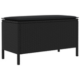 Pufa ogrodowa z poduszką Czarny 80 x 38 x 45 cm Rattan PE