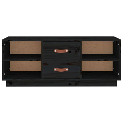 vidaXL Szafka pod TV, czarna, 100x34x40 cm, lite drewno sosnowe