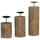 Świecznik 3 pcs Naturalny Lite drewno tekowe