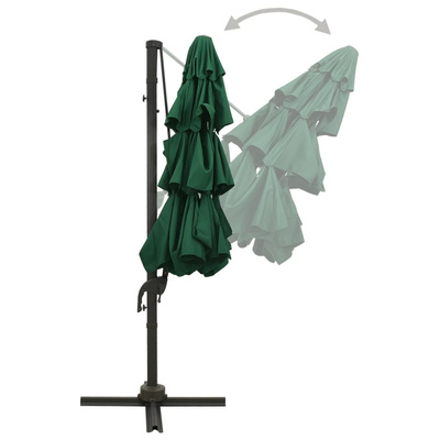 4-poziomowy parasol na aluminiowym słupku, zielony, 3x3 m