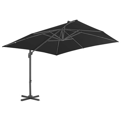 Parasol wiszący z aluminiowym słupkiem, 3x3 m, czarny