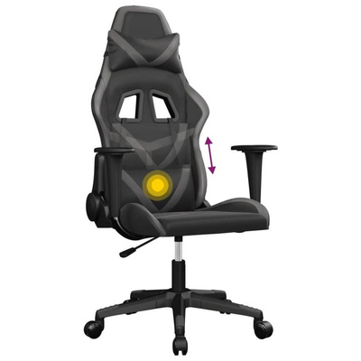 vidaXL Masujący fotel gamingowy, czarno-szary, sztuczna skóra model standard