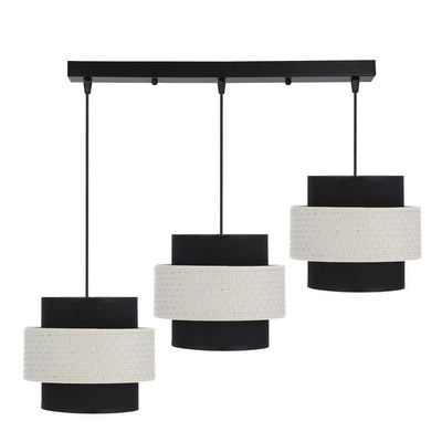 Lampa wisząca z abażurami Benta czarna potrójna do salonu nad stół