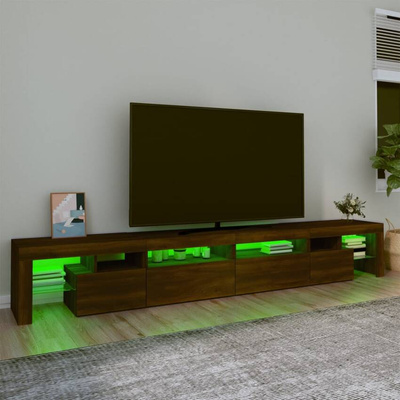 vidaXL Szafka pod TV z oświetleniem LED, brązowy dąb, 260x36,5x40 cm