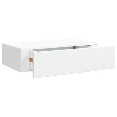 Półki ścienne z szufladą, 2 szt., białe, 40 x 23,5 x 10 cm, MDF