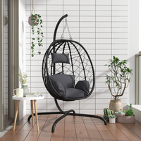 vidaXL Wiszące krzesło kokon z poduszką, antracytowe, rattan PE i stal