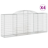 Kosze gabionowe, 4 szt, 300x50x120/140 cm, galwanizowane żelazo
