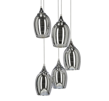 Lampa sufitowa wisząca chromowa talerz 5x60W Marina Candellux  35-60198