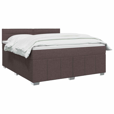 Łóżko z box spring LED z materacem Ciemny brąz 180 x 200 cm
