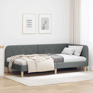 Rama łóżka narożnego Ciemnoszary 90 x 200 cm tkanina