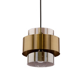 Lampa wisząca z abażurem Spiega czarno-złota z kloszem dymionym E27 pojedyncza